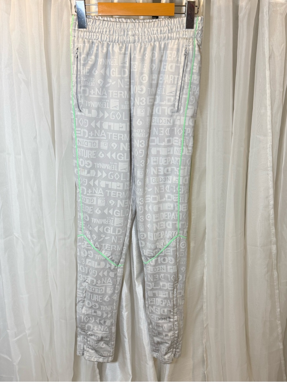 Gray Graphic Jogger Pants with Neon Trim